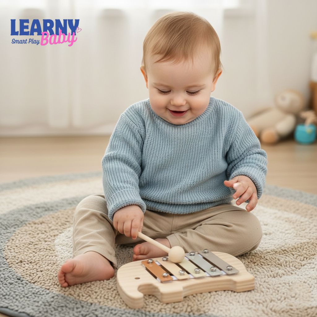 Wooden Baby Xylophone Toy, Montessori Musical Instrument with Mallet, Early Music & Fine Motor Skills, Ages 1–3