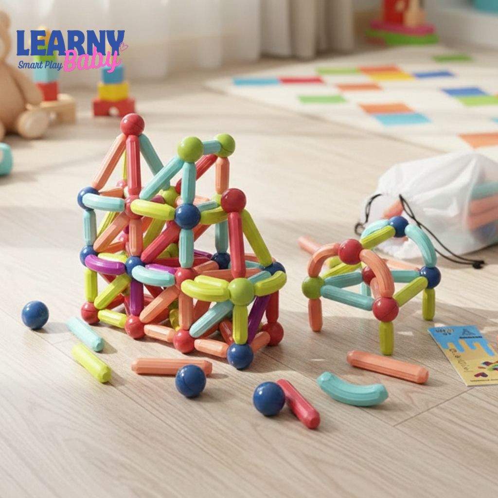 Magnetic Building Blocks Set for Kids, STEM Montessori Rods & Balls Construction Toy, Creative Learning & Spatial Skills, Ages 3–8