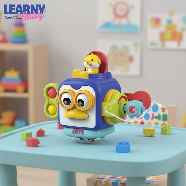 Montessori Busy Board Cube for Toddlers – Sensory Activity Travel Toy with Locks & Fine Motor Skills Learning Box