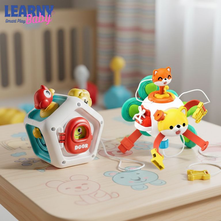 Baby Busy Board Cube Sensory Toy – Educational Toddler Learning Activity Box with Locks, Fine Motor Skills Travel Toy