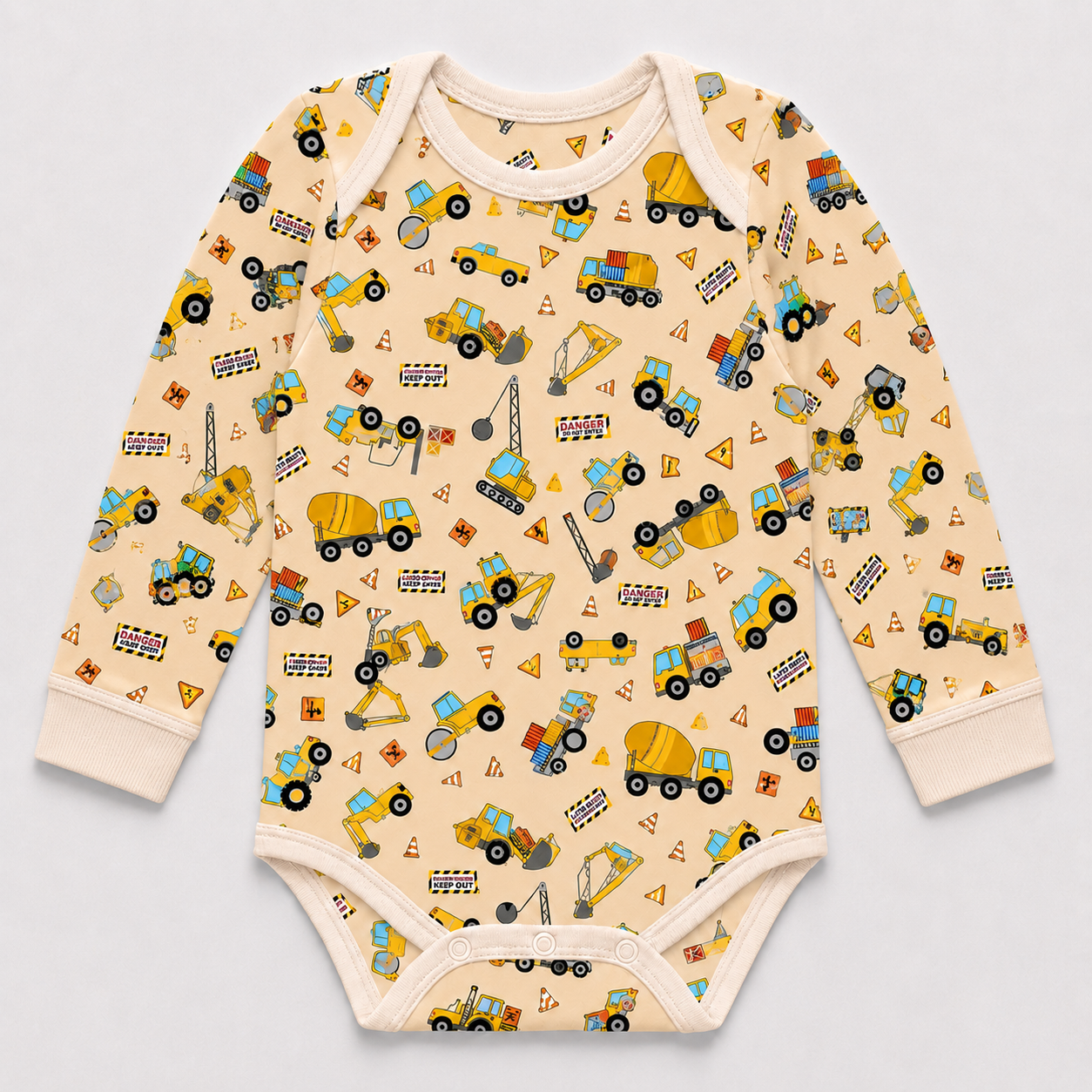 Construction Vehicles Bamboo Baby Bodysuit – Truck and Digger Infant Onesie