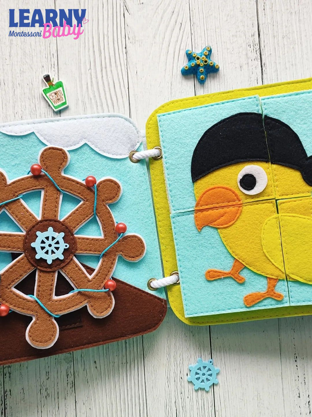 Personalized Pirate Quiet Book for Toddlers, Handmade Felt Busy Book, Montessori Sensory Toy, Pirate Activity Book for Kids QBLB76