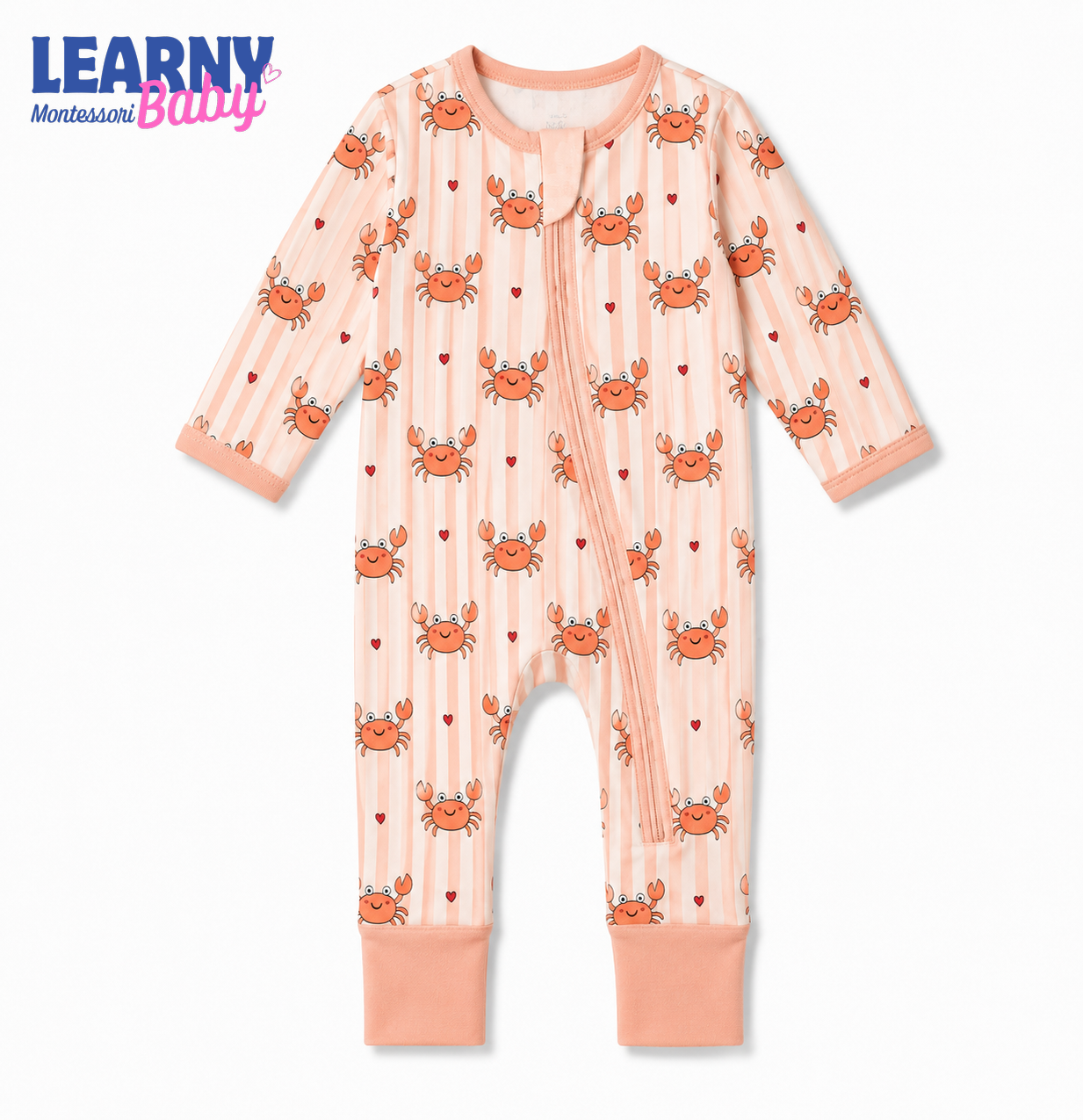 Cute Crab Baby Convertible Zippy Pajamas, Ocean Baby Sleeper, Coastal Newborn Pajamas, Toddler Sleepwear