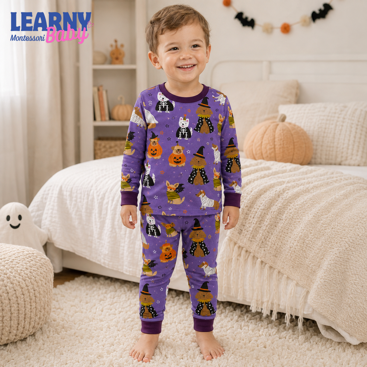 Halloween Costume Dogs Long-Sleeve Bamboo Pajama Set for Kids