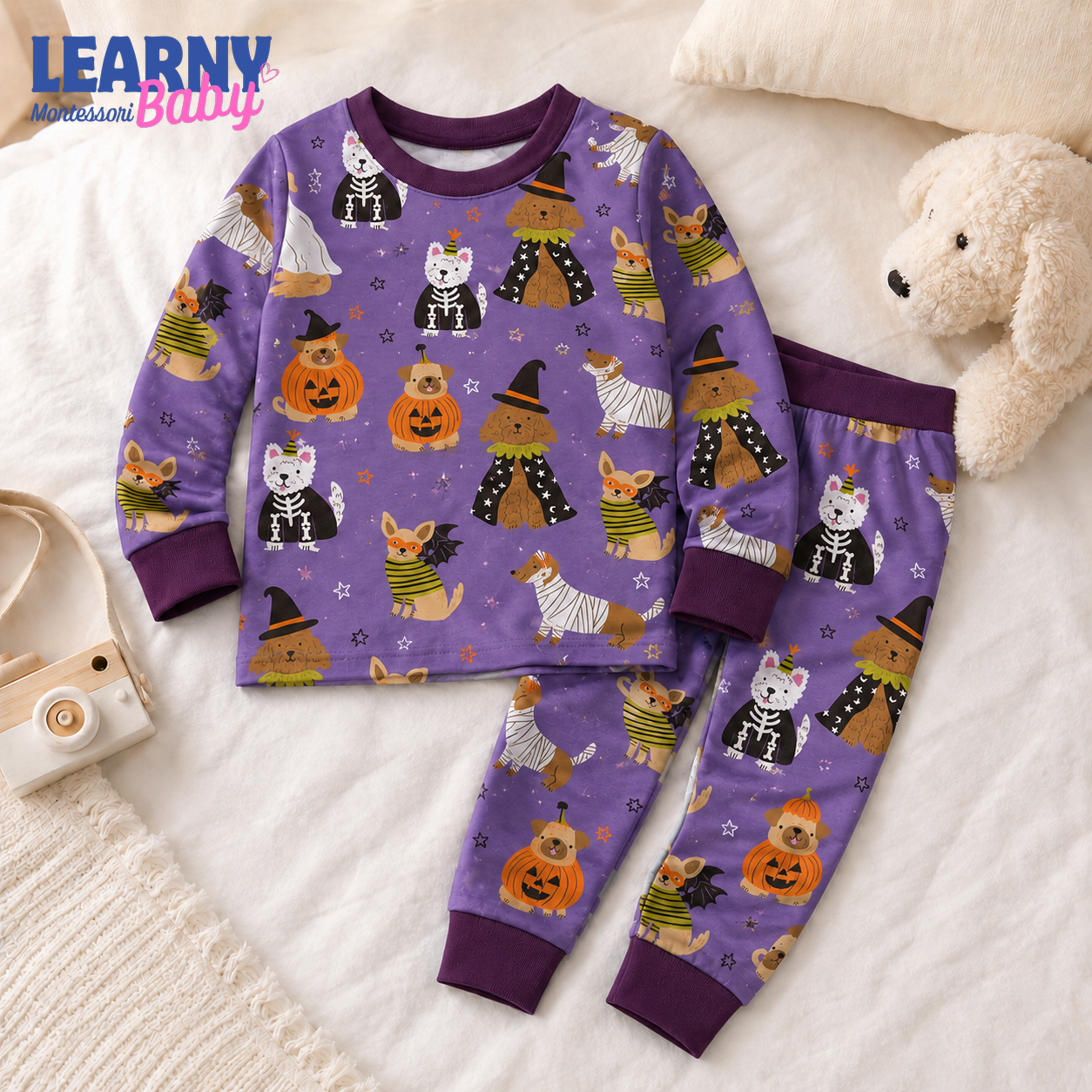 Halloween Costume Dogs Long-Sleeve Bamboo Pajama Set for Kids