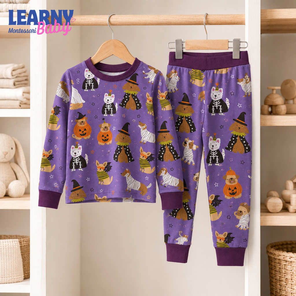 Halloween Costume Dogs Long-Sleeve Bamboo Pajama Set for Kids