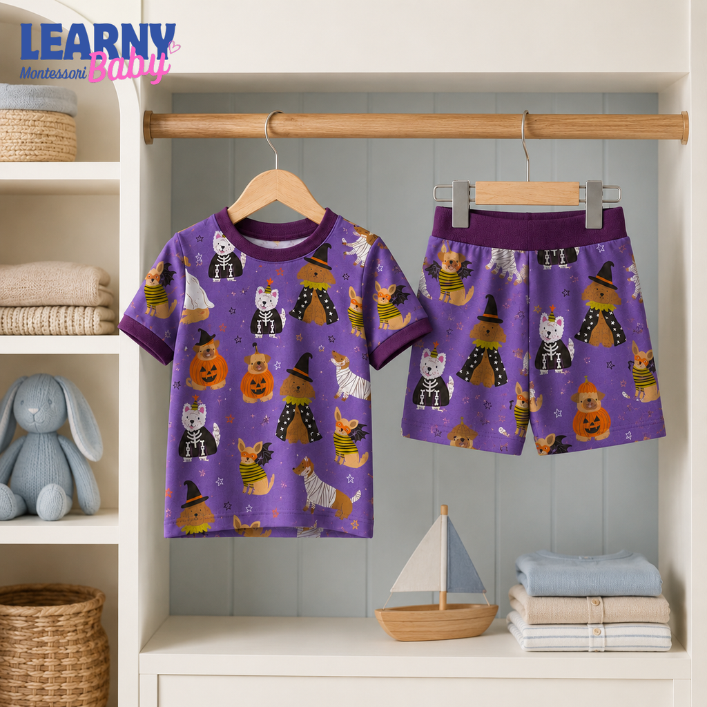 Halloween Costume Dogs Long-Sleeve Bamboo Pajama Set for Kids