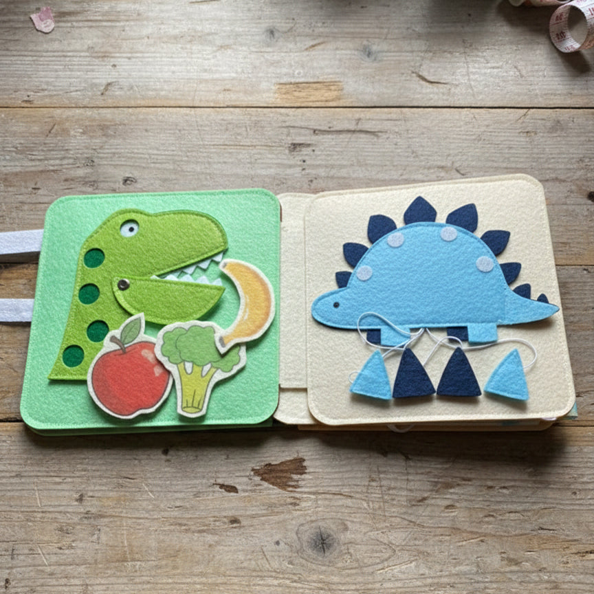 Personalized Toddler Busy Book, Personalized Dinosaur Quiet Book, Custom Name Baby Gift, Baby Birthday Gift, Felt Sensory Book for Toddler