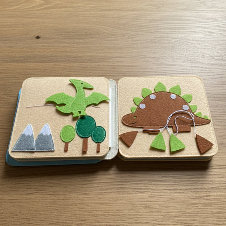 Personalized Toddler Busy Book, Personalized Dinosaur Quiet Book, Custom Name Baby Gift, Baby Birthday Gift, Felt Sensory Book for Toddler