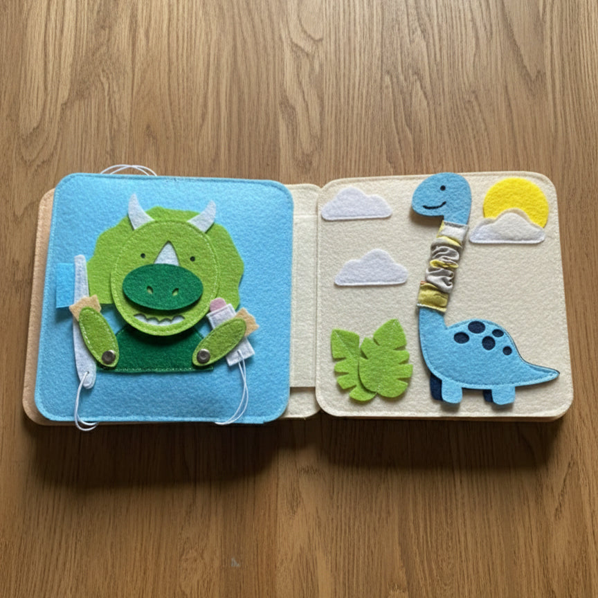 Personalized Toddler Busy Book, Personalized Dinosaur Quiet Book, Custom Name Baby Gift, Baby Birthday Gift, Felt Sensory Book for Toddler