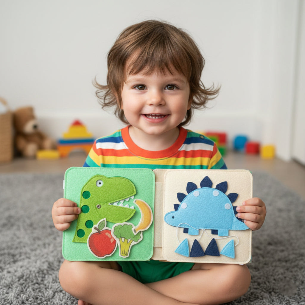 Personalized Toddler Busy Book, Personalized Dinosaur Quiet Book, Custom Name Baby Gift, Baby Birthday Gift, Felt Sensory Book for Toddler