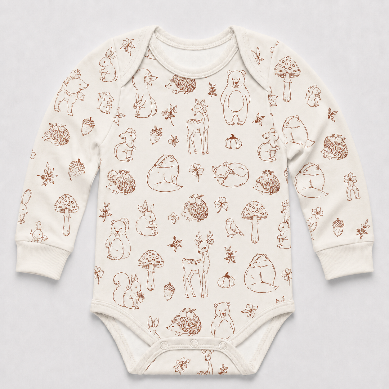 Woodland Animals Bamboo Baby Bodysuit – Forest Friends and Mushroom Infant Onesie