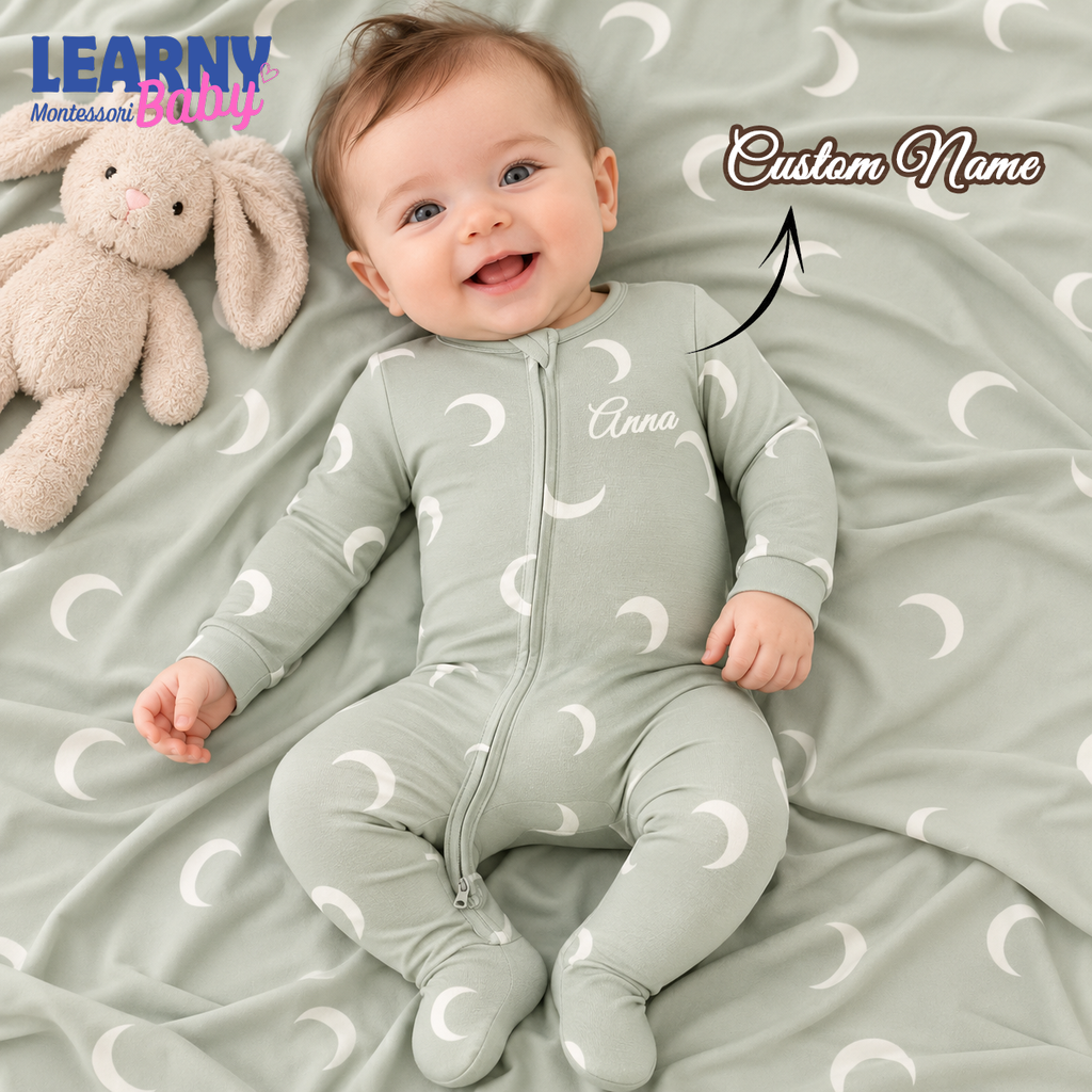 Bamboo Baby Footie Zippy, Crescent Moon Zip Pajamas, Soft Newborn Sleeper, Gender Neutral Baby Romper, Baby Shower Gift