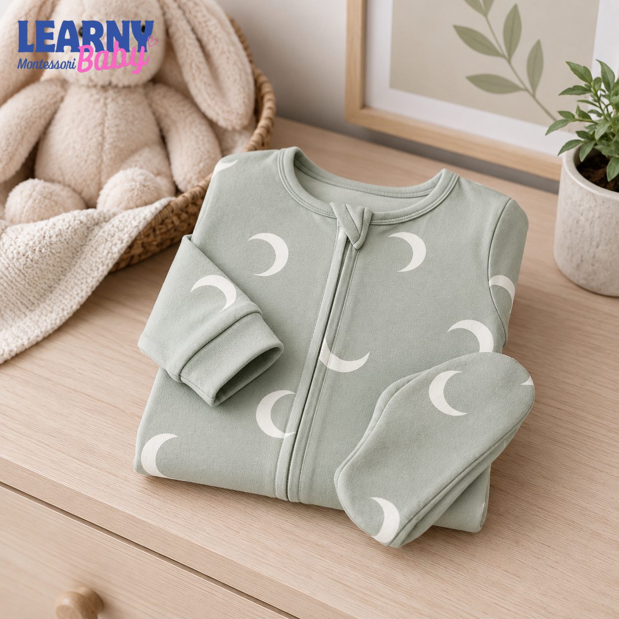 Bamboo Baby Footie Zippy, Crescent Moon Zip Pajamas, Soft Newborn Sleeper, Gender Neutral Baby Romper, Baby Shower Gift