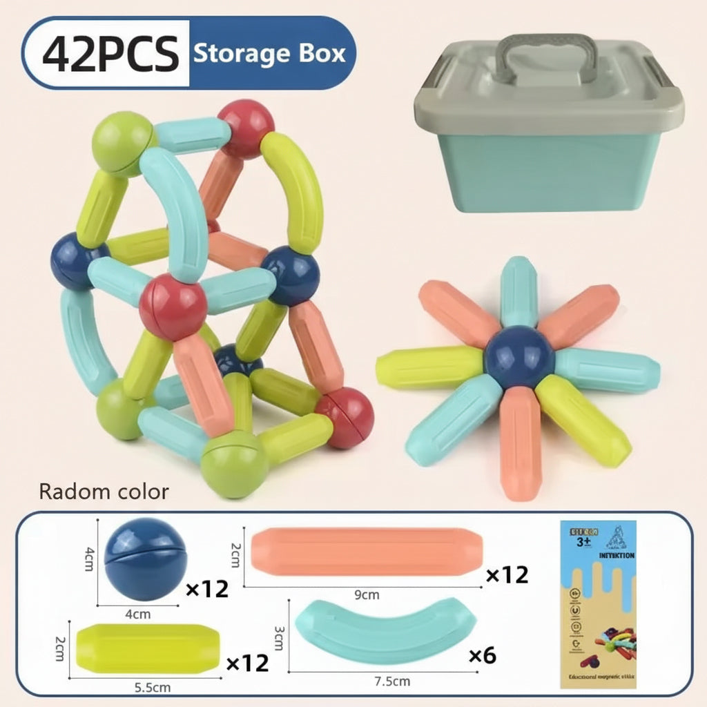 Magnetic Building Blocks Set for Kids, STEM Montessori Rods & Balls Construction Toy, Creative Learning & Spatial Skills, Ages 3–8