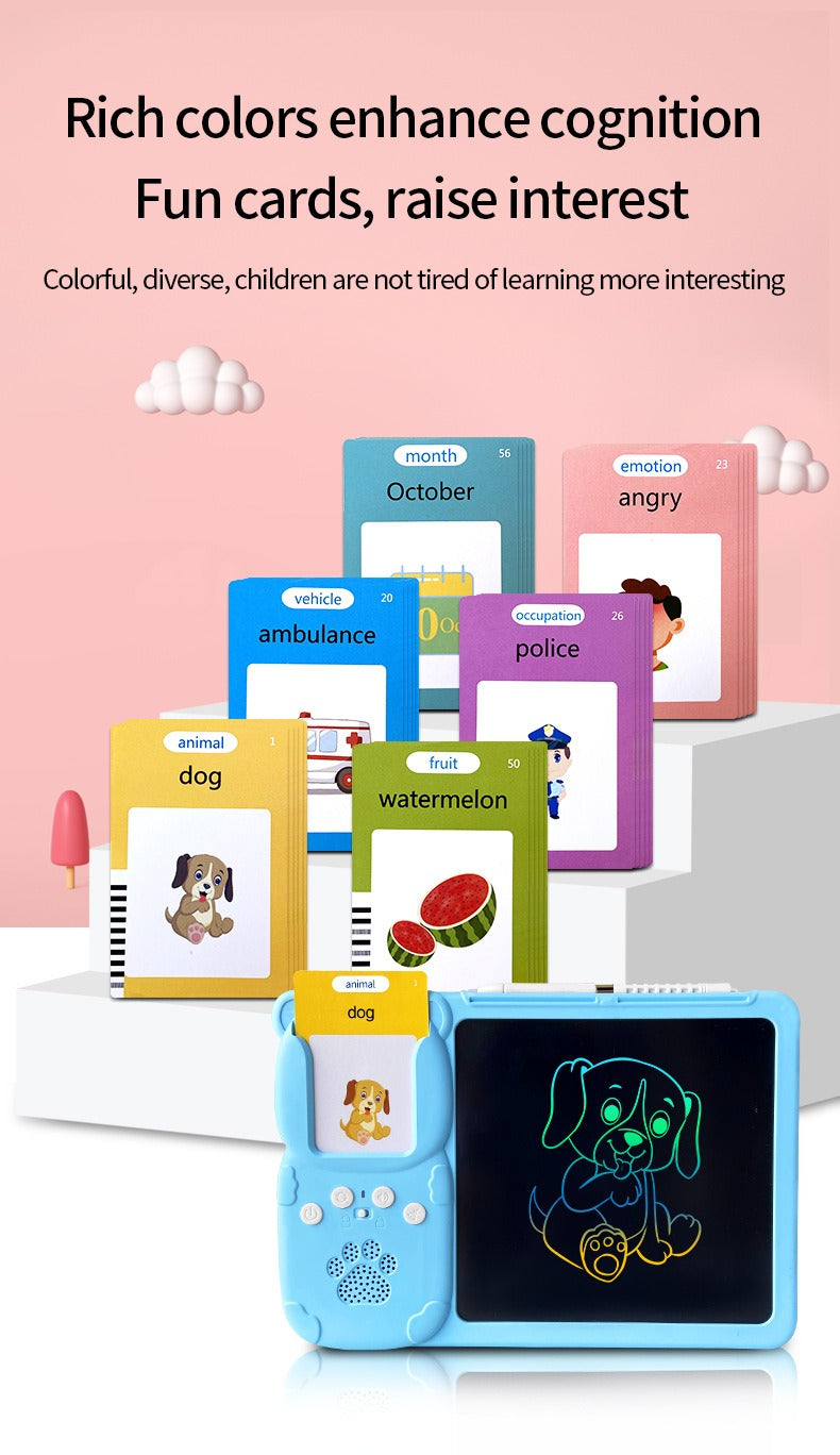 2-in-1 Talking Flash Cards & LCD Writing Tablet for Kids, English Learning & Speech Practice, Montessori Early Education, Ages 2–6