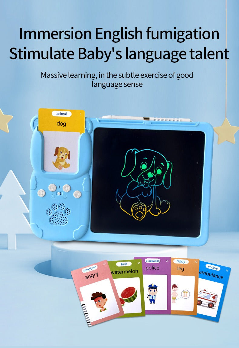 2-in-1 Talking Flash Cards & LCD Writing Tablet for Kids, English Learning & Speech Practice, Montessori Early Education, Ages 2–6