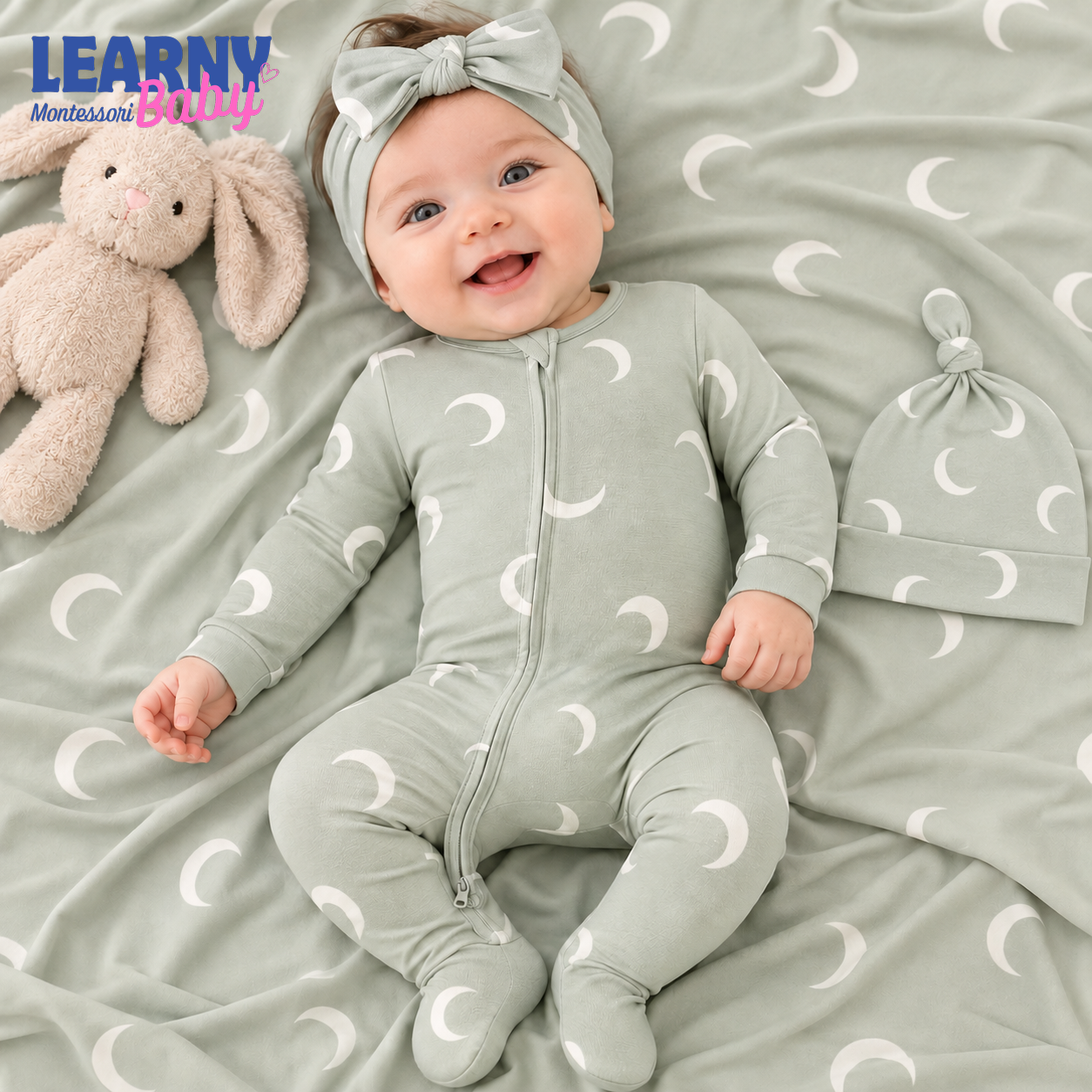Bamboo Baby Footie Zippy, Crescent Moon Zip Pajamas, Soft Newborn Sleeper, Gender Neutral Baby Romper, Baby Shower Gift