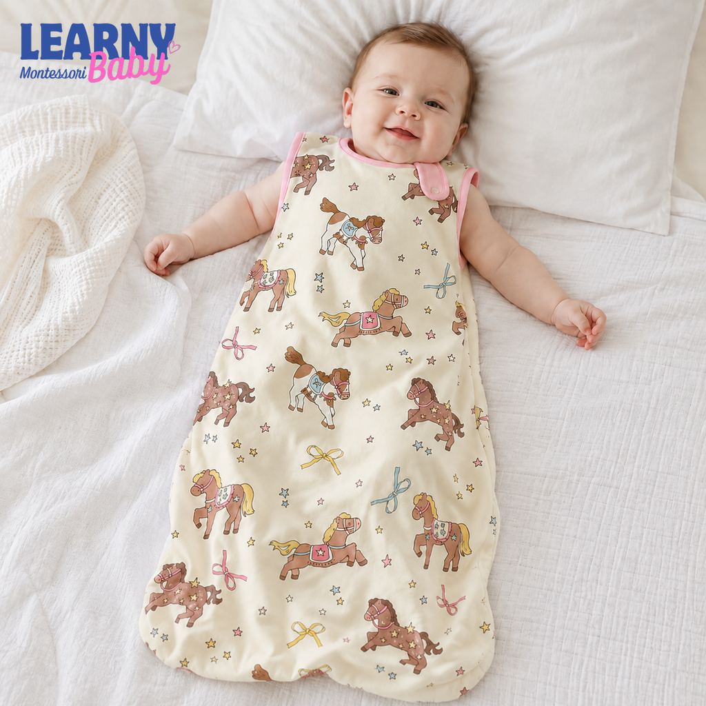 Cute Pony Bamboo Baby Sleep Sack, Horse and Star Wearable Blanket for Infant and Toddler, Baby Girl Nursery Gift