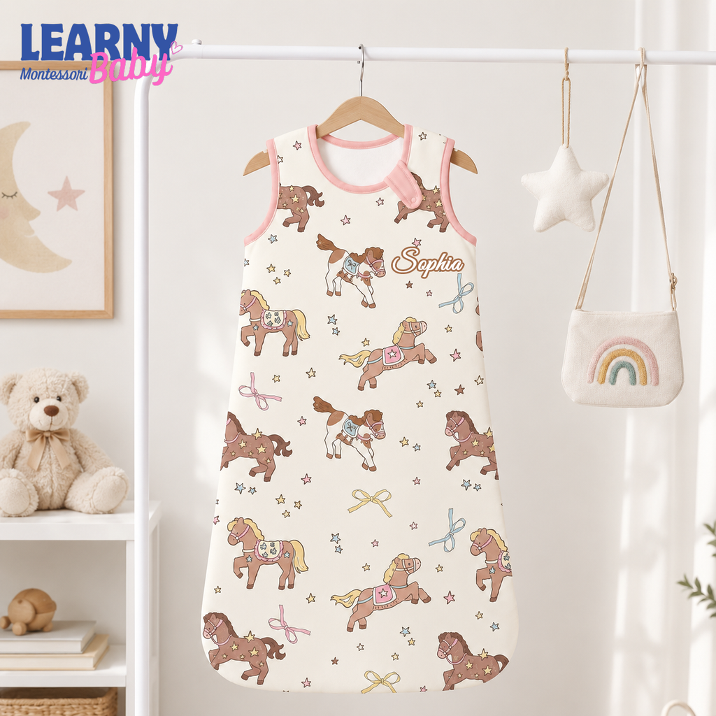Cute Pony Bamboo Baby Sleep Bag, Horse & Star Wearable Blanket, Bamboo Sleep Sack for Infant & Toddler