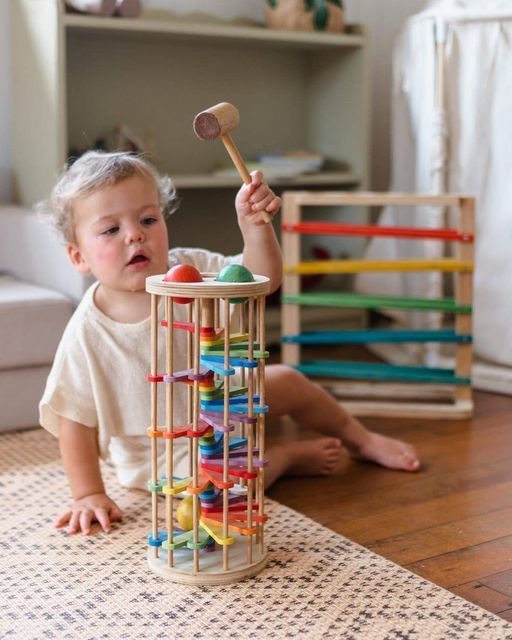 Wooden Ball Drop Knock Balls Table Game – Ladder Ramp Educational Toy for Preschool Learning, Family Fun & Developmental Play