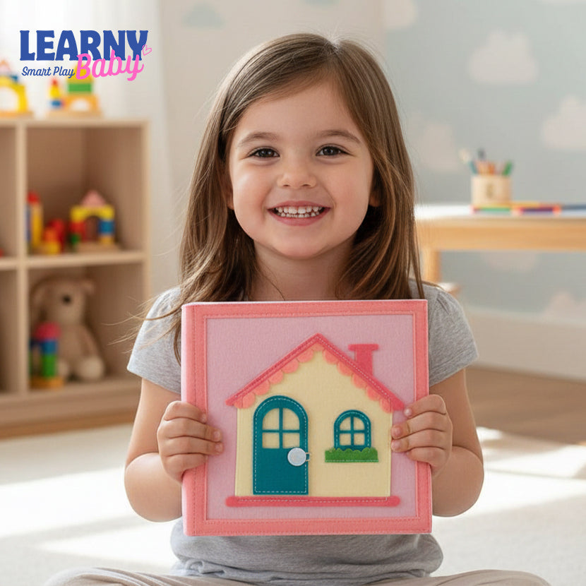 Dollhouse Felt Quiet Book for Toddlers – Daily Routine Busy Book, Montessori Soft Activity Book for Kids