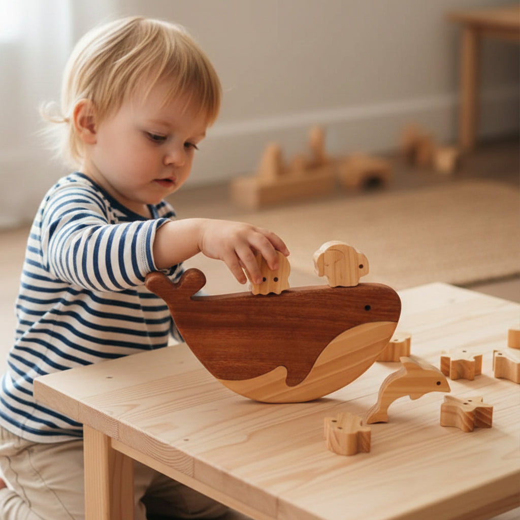 Wooden Balance Fish Toy, Educational Wooden Stacking & Balancing Game for Kids, Montessori Learning Toy to Improve Patience, Focus, and Fine Motor Skills