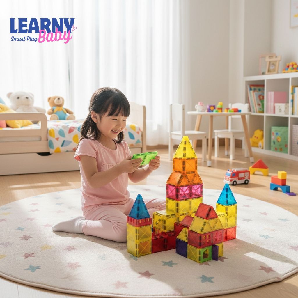 Magnetic Building Blocks Construction Set – STEM Montessori Sensory DIY Toy, Creative Learning & Spatial Skills, Ages 3–8