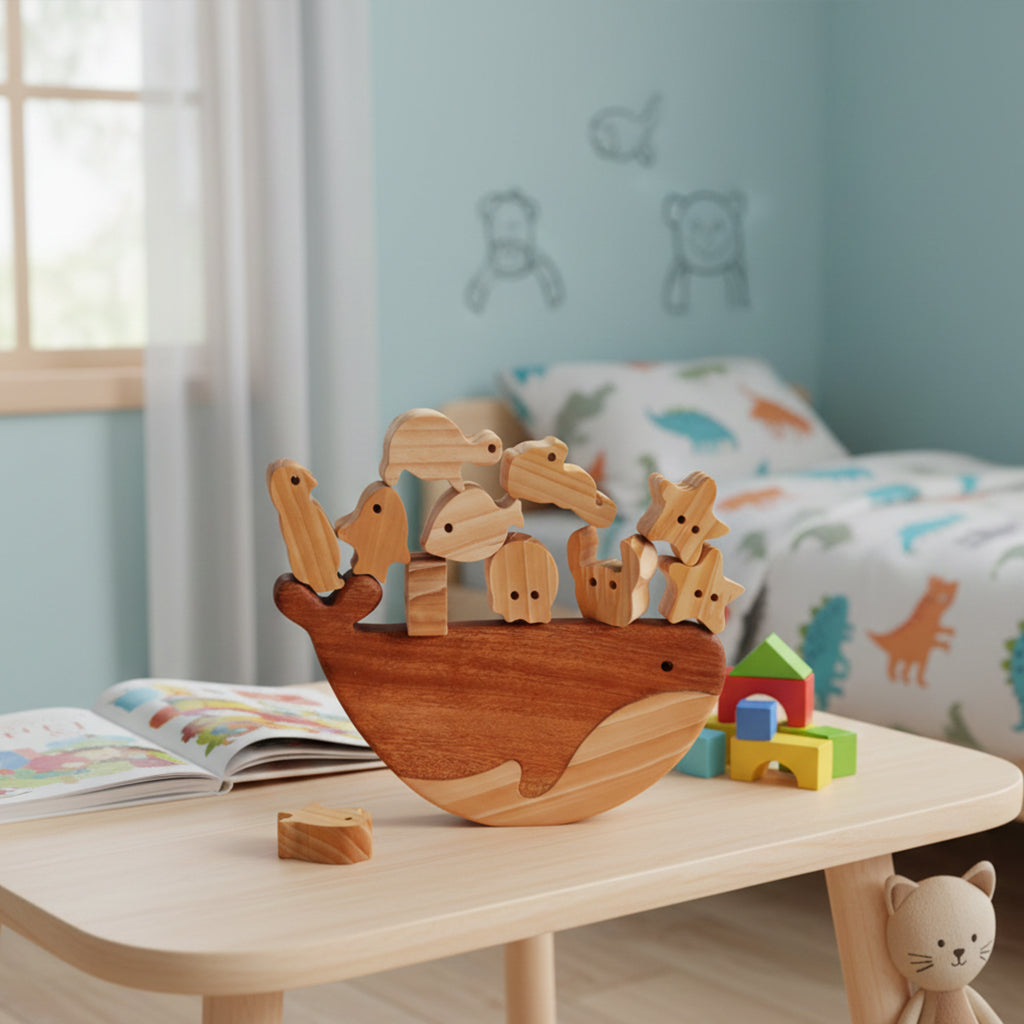 Wooden Balance Fish Toy, Educational Wooden Stacking & Balancing Game for Kids, Montessori Learning Toy to Improve Patience, Focus, and Fine Motor Skills