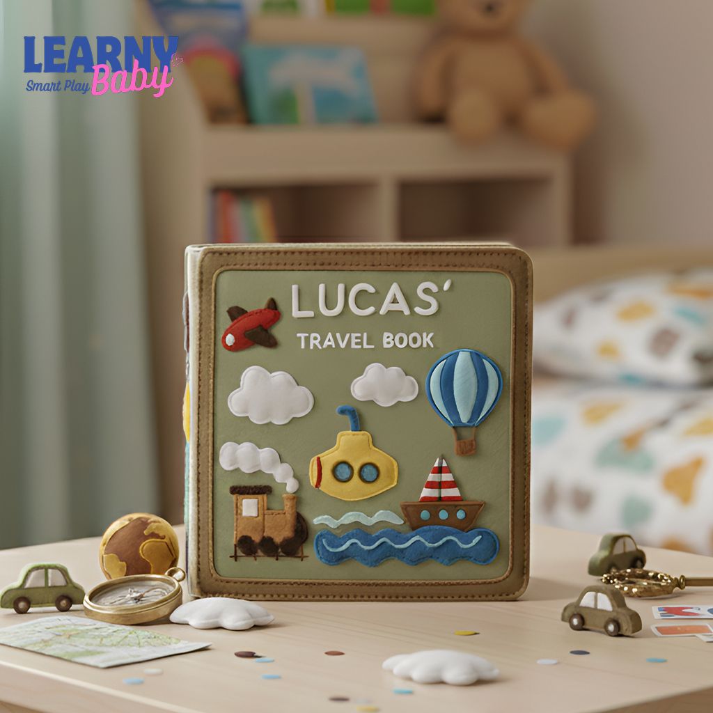 Personalized Travel Quiet Book for Baby, Custom Name Felt Book, Baby Boy Christmas Gift, Sensory Busy Book for Toddlers, Baby Birthday Gift