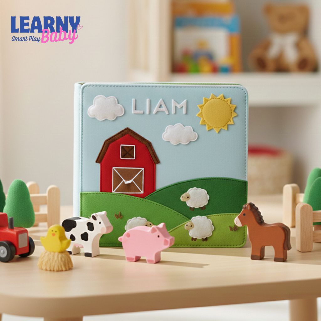 Personalized Farm Quiet Book, Handmade Montessori Busy Book, Felt Activity Book for Toddlers, Baby Birthday Gift, Montessori Busy Book