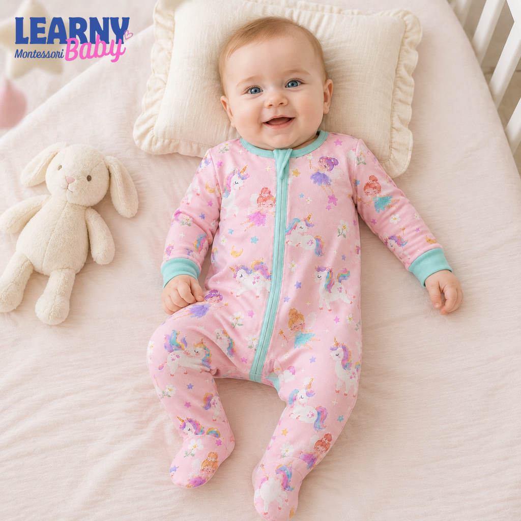 Fairy Unicorn Bamboo Footie Zippy for Baby Girl, Unicorn Baby Pajamas, Fairy Baby Sleeper