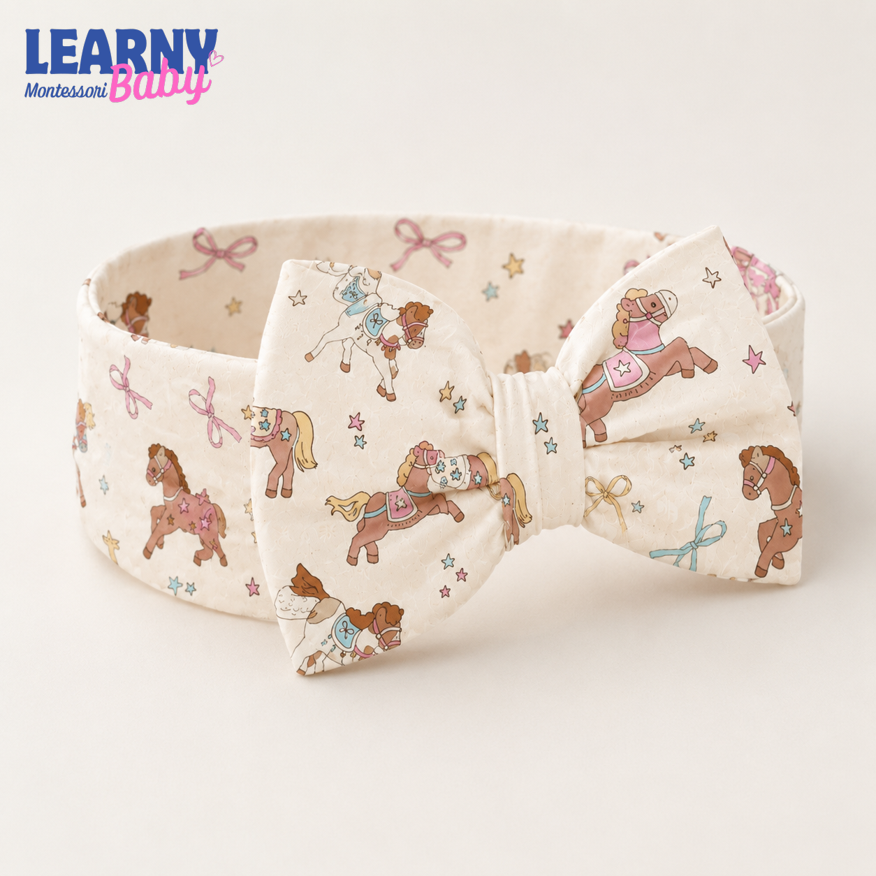 Cute Pony Bamboo Baby Bow Headband, Horse Newborn Headwrap, Western Cowgirl Baby Hair Accessory