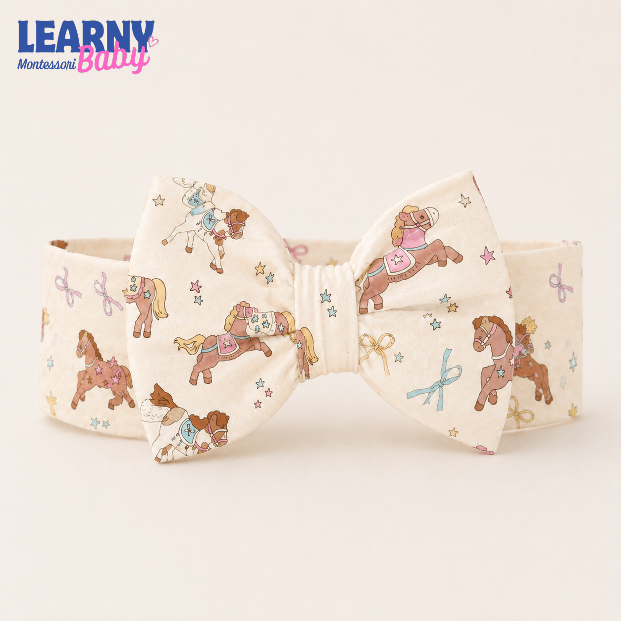 Cute Pony Bamboo Baby Bow Headband, Horse Newborn Headwrap, Western Cowgirl Baby Hair Accessory