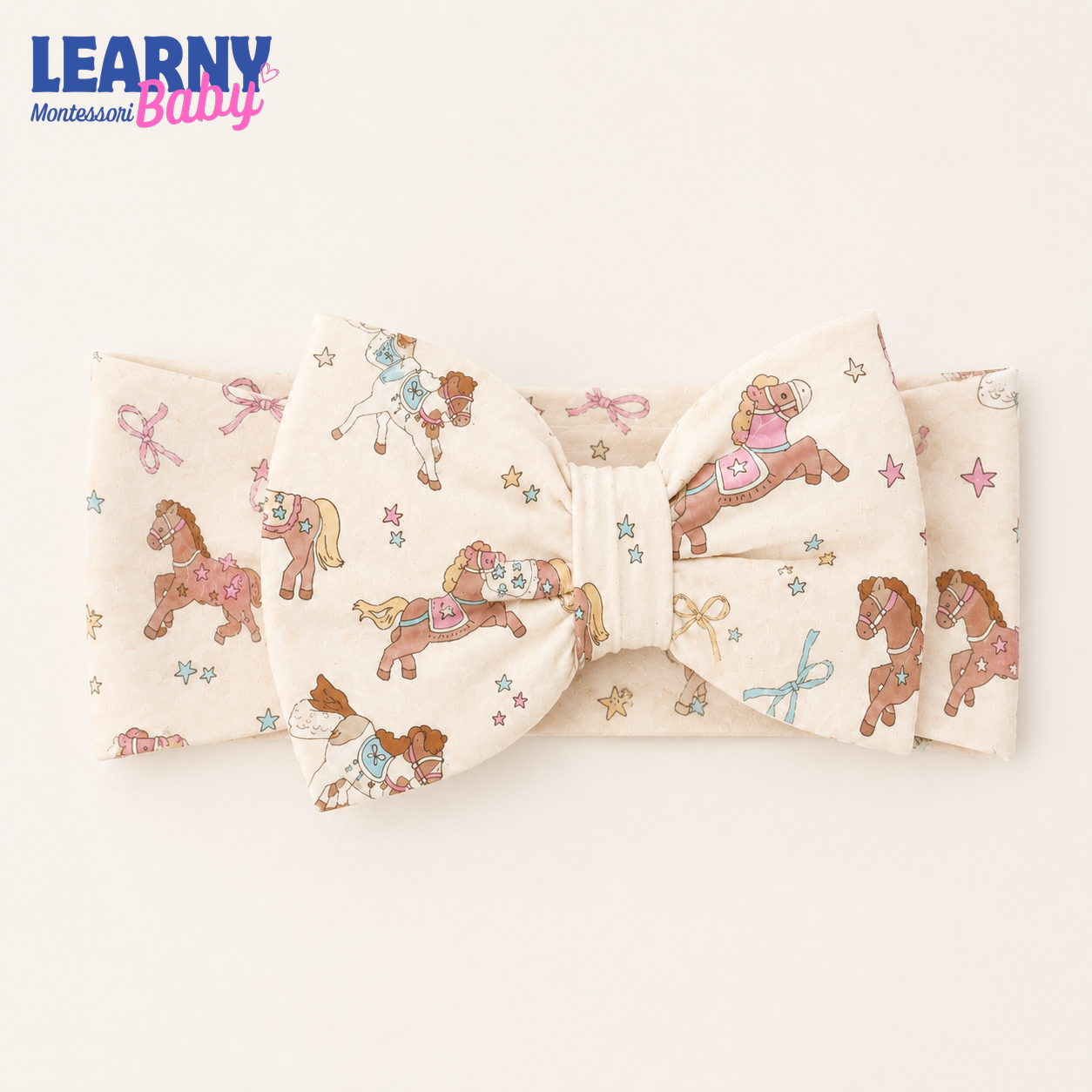 Cute Pony Bamboo Baby Bow Headband, Horse Newborn Headwrap, Western Cowgirl Baby Hair Accessory