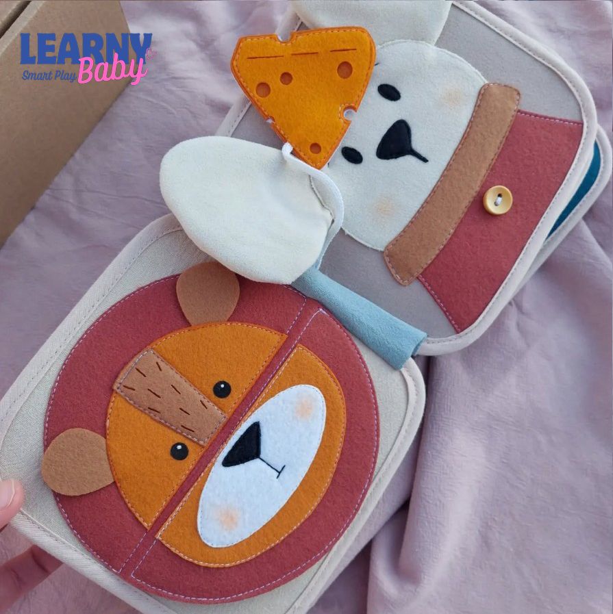 Personalized Felt Quiet Book for Toddlers, Lion Theme Busy Book, Montessori Learning Toy, Custom Name Soft Book, Baby Boy Gift, Fine Motor Skills Activity