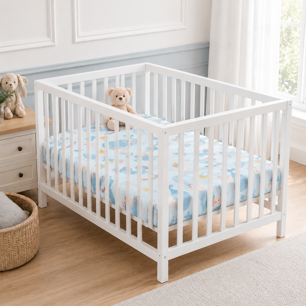 Baby Boy Adventure Bamboo Fitted Crib Sheet – Blue Newborn Nursery Bedding
