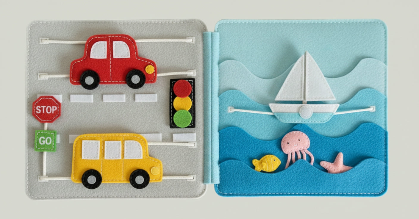 Personalized Travel Quiet Book for Baby, Custom Name Felt Book, Baby Boy Christmas Gift, Sensory Busy Book for Toddlers, Baby Birthday Gift