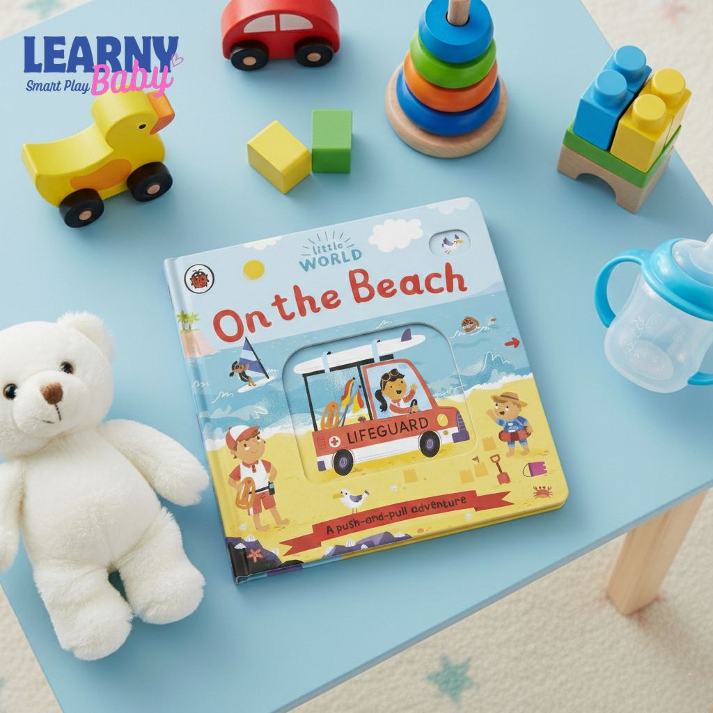 Little World: On the Beach – Interactive Push-and-Pull Board Book for Kids