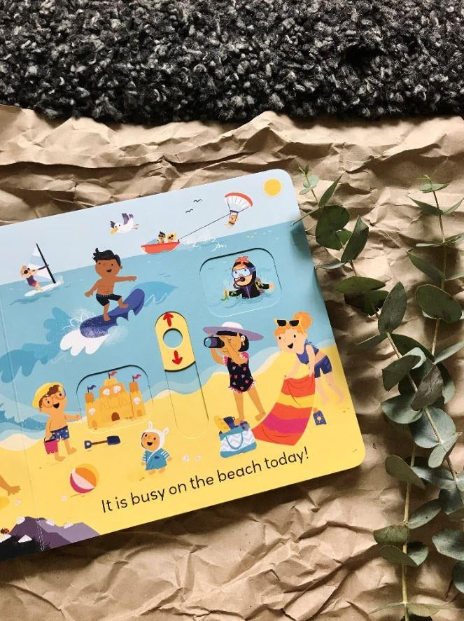 Little World: On the Beach – Interactive Push-and-Pull Board Book for Kids