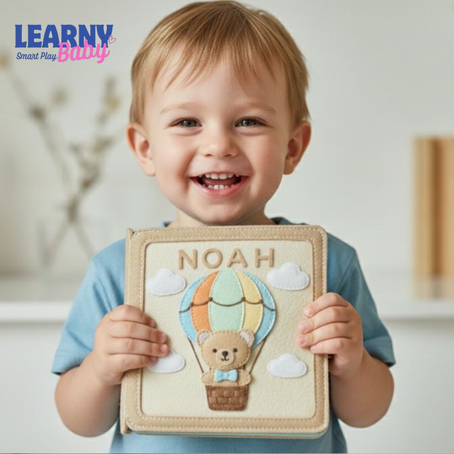 Montessori Quiet Book for Toddlers 1-4, Personalized Busy Book with Name, Soft Felt Activity Book, Fine Motor Skills Toy, Screen Free Learning Gift