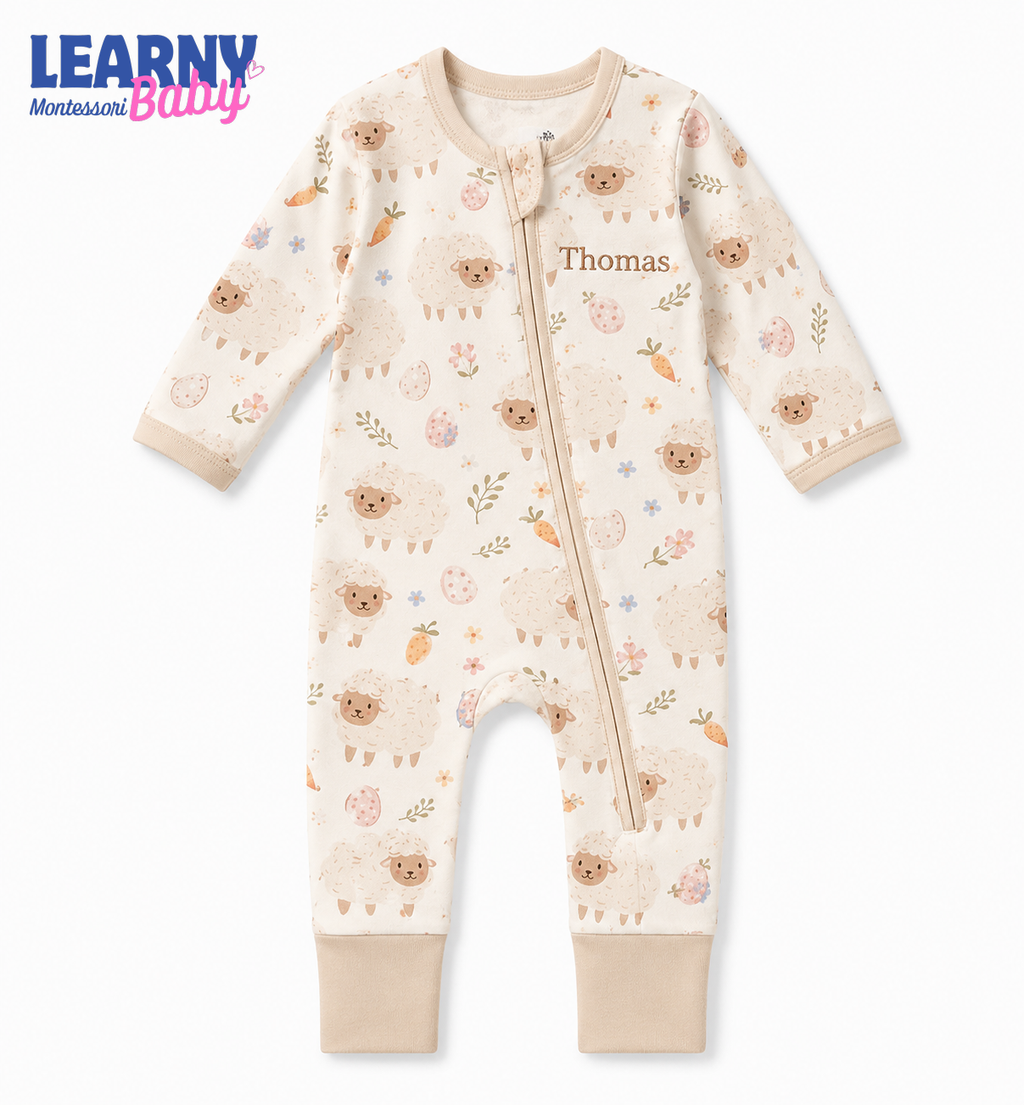Baby Bamboo Convertible Zippy – Personalized Sheep Baby Romper