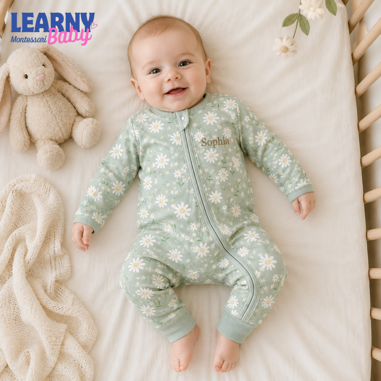 Baby Bamboo Convertible Zippy – Personalized Daisy Baby Romper