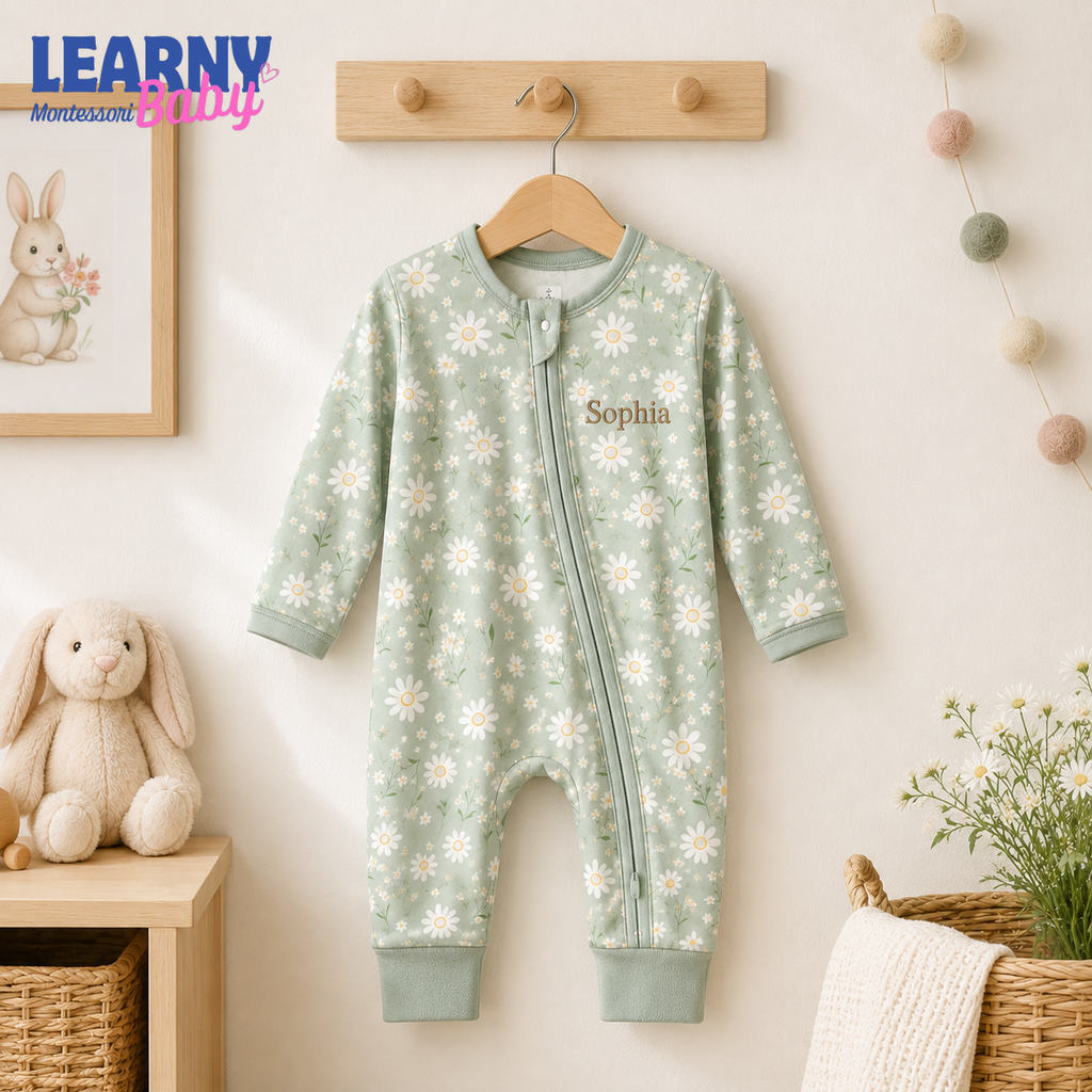 Baby Bamboo Convertible Zippy – Personalized Daisy Baby Romper
