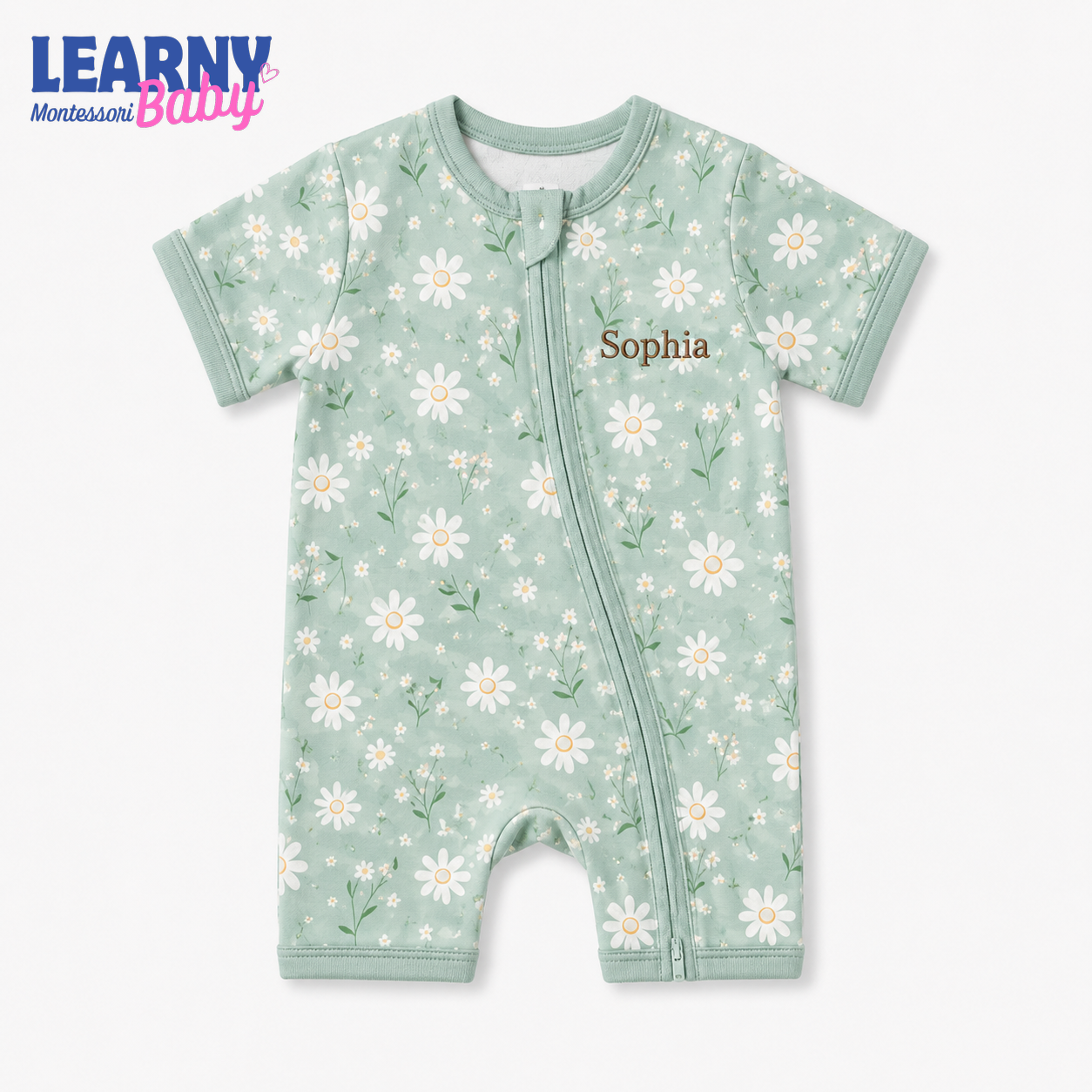 Baby Bamboo Convertible Zippy – Personalized Daisy Baby Romper