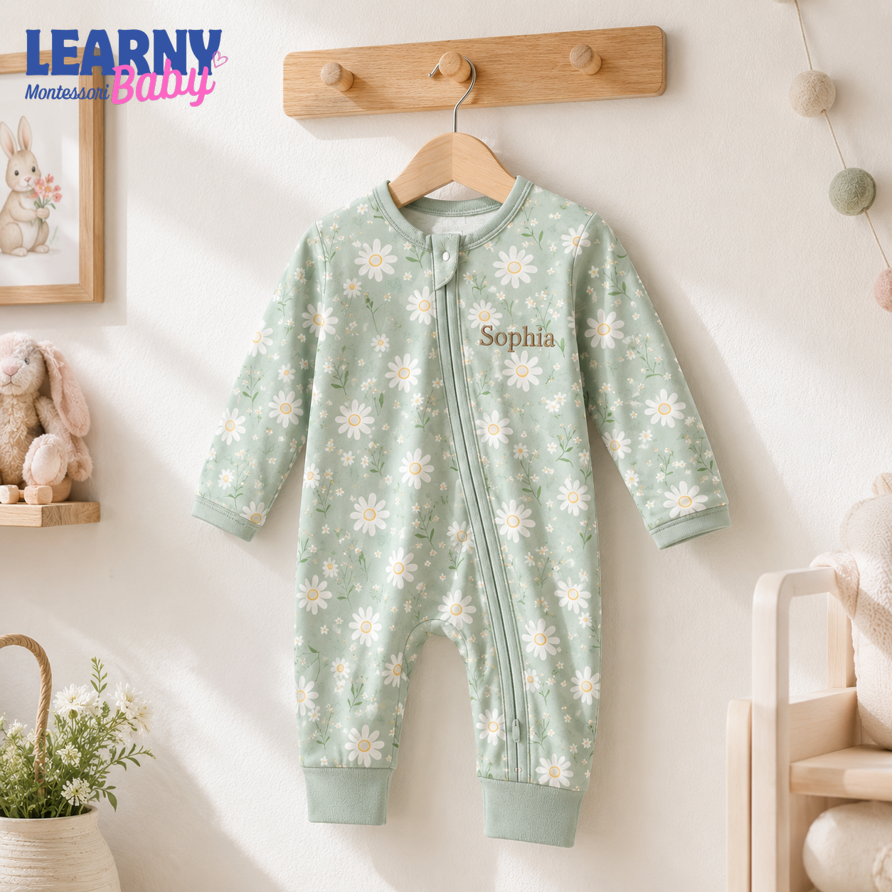 Baby Bamboo Convertible Zippy – Personalized Daisy Baby Romper