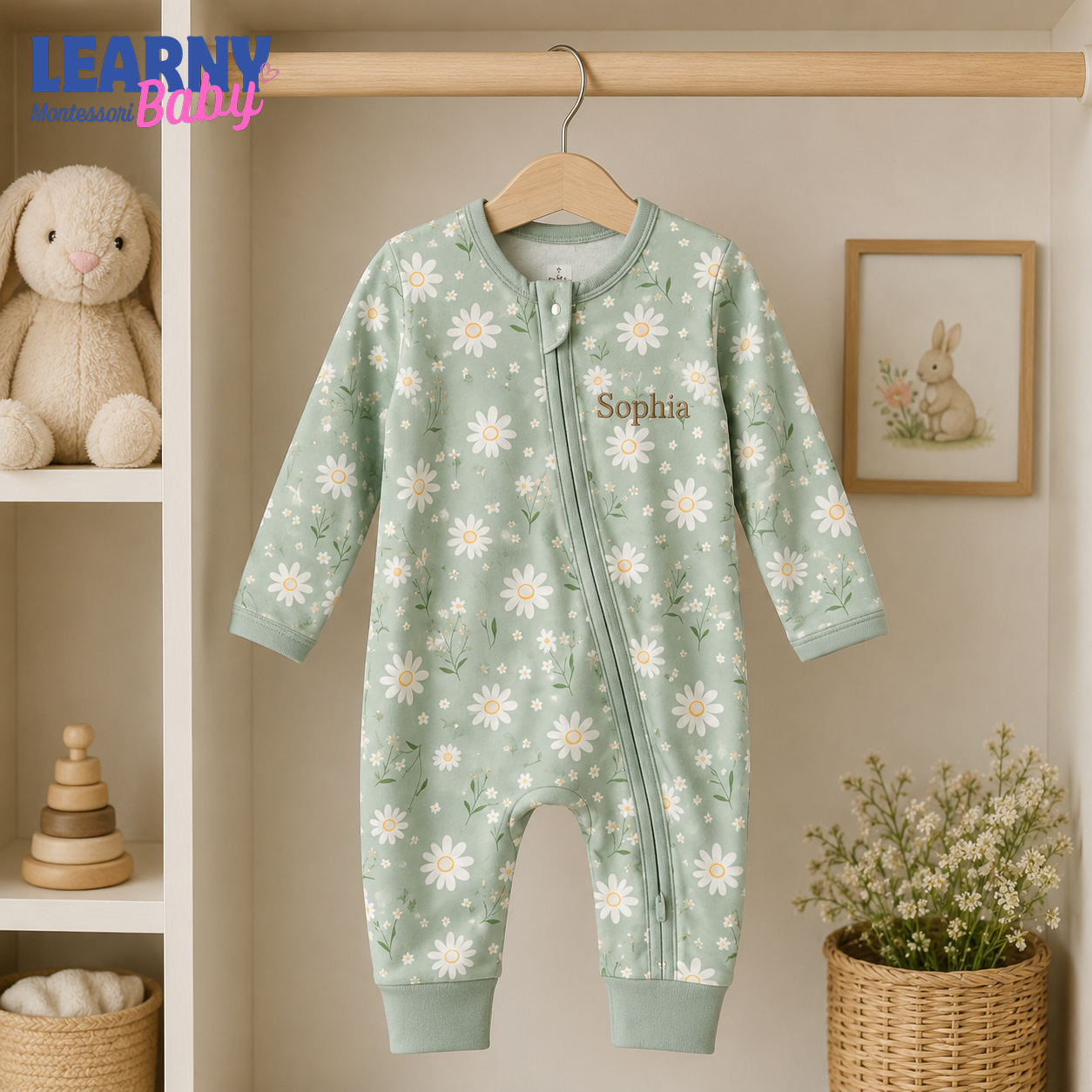 Baby Bamboo Convertible Zippy – Personalized Daisy Baby Romper