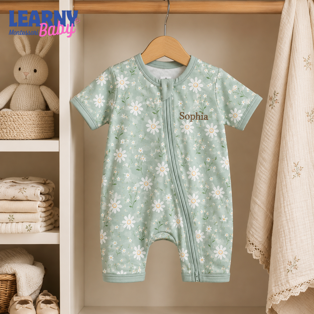 Baby Bamboo Convertible Zippy – Personalized Daisy Baby Romper