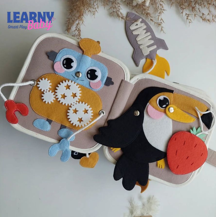 Personalized Felt Quiet Book for Toddlers, Montessori Busy Book, Sensory Activity Toy, Custom Name Soft Book, Travel Learning Gift for Kids 1-4