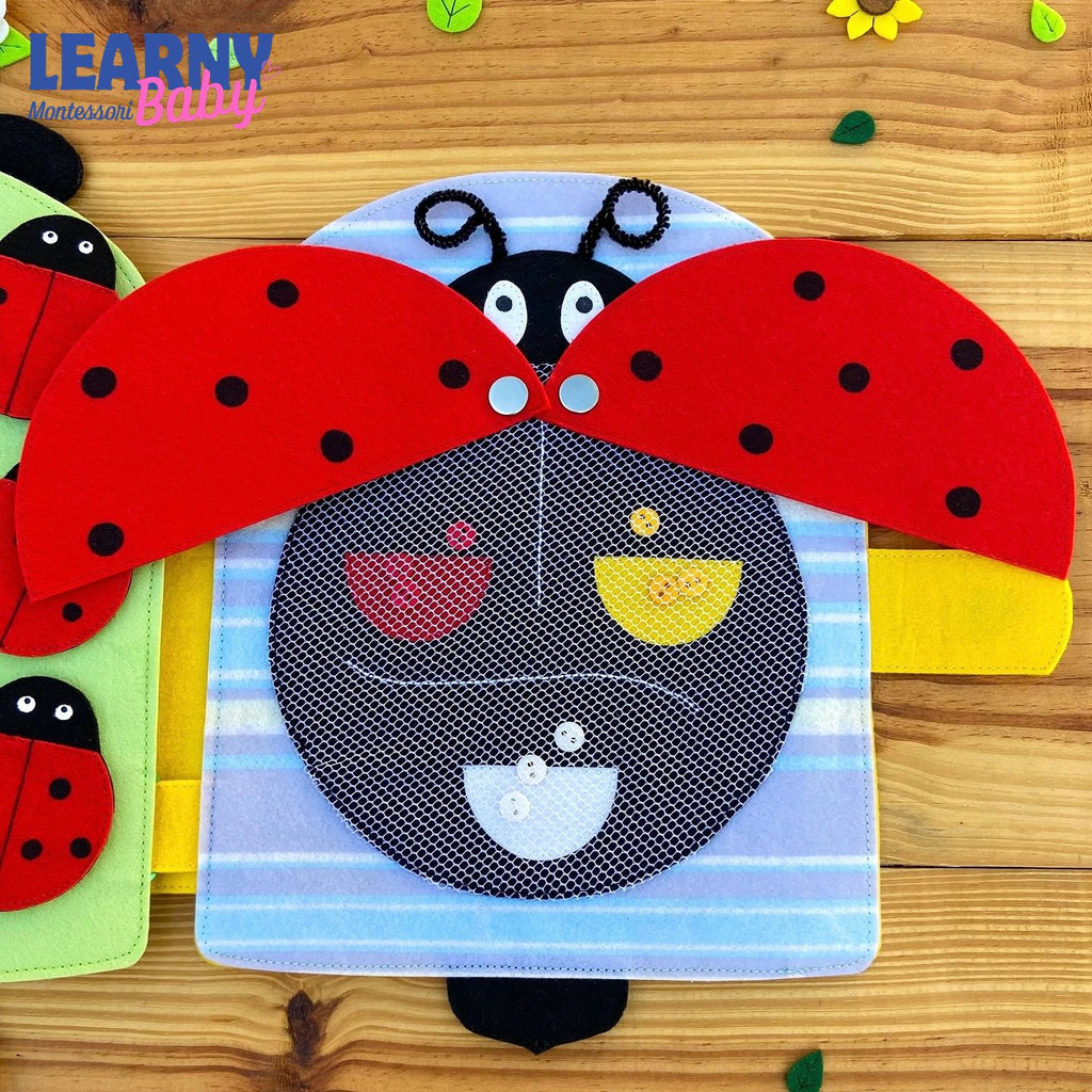 Personalized Ladybug Bee Quiet Book, Handmade Felt Busy Book for Toddlers, Montessori Activity Book, Baby Gift QBLB78